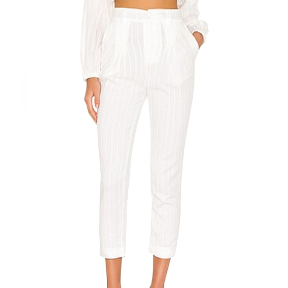 Camila Coelho White Textured Lightweight Trousers Pants New - Picture 2 of 11